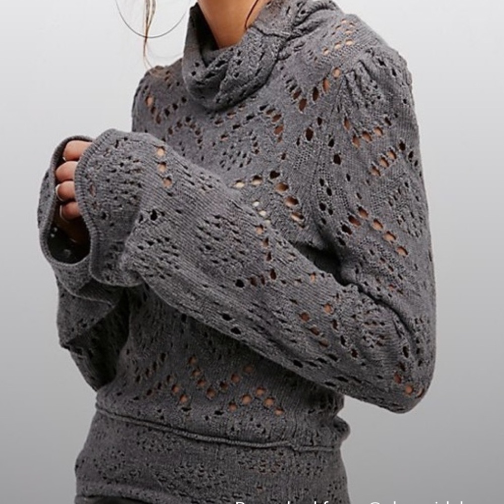Free People Shoot From The Heart gray Sweater Medium Neutral